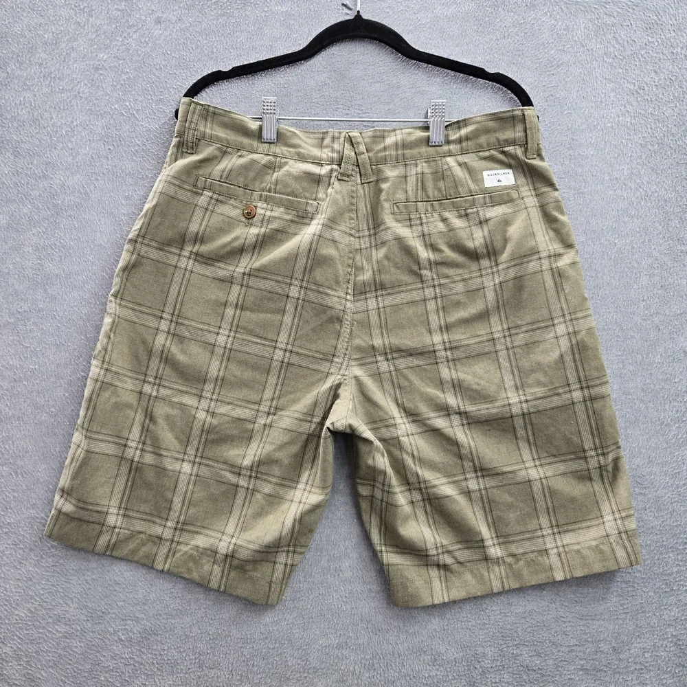 Quiksilver Men Shorts 33 Brown Plaid‎ Chino Button 9